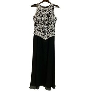 JKARA NEW YORK Beaded Black Sleeveless Gown Formal Evening Dress Size 6 MOB